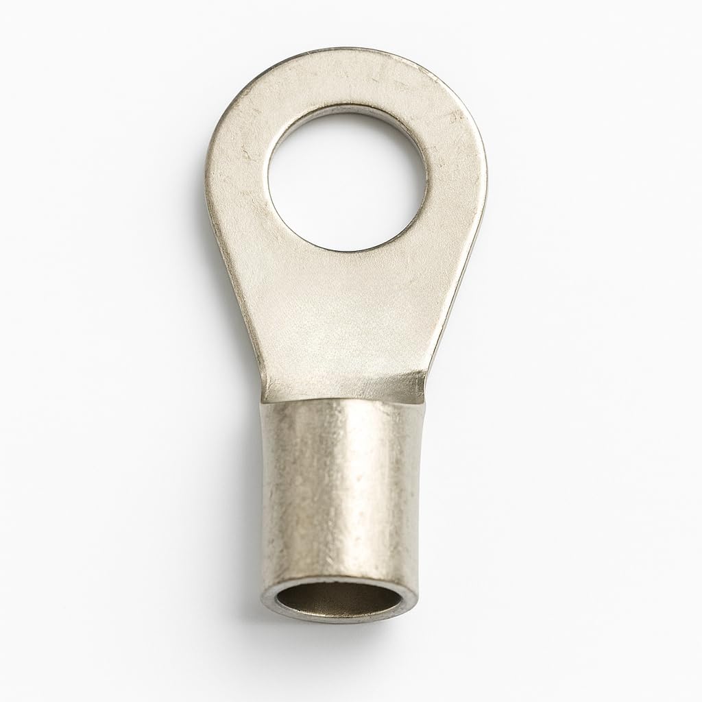 Heavy Duty Copper Ring Terminal Lugs, 10 Sq mm Cable Size, 6.2 mm Hole Diameter, Silver Finish, Pack of 25-image-36