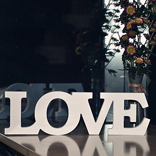 Sumshy Mot Décoratif Love Décoration de Table Bois Lettres Mots Décoration Mariage/Cadeau décor de cérémonie Blanc