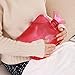 Attmu Hot Water Bottle with Cover Knitted, Transparent Hot Water Bag 2 Liter - Red