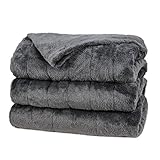 Sunbeam Velvet Plush Heated Throw (Slate) 50' x 60' 3-Heat Setting with 3 Hour Auto Off