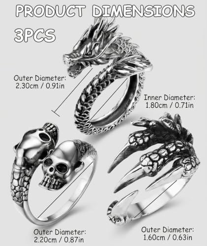 embroidery 3 Pcs Men Rings Set - Image 3