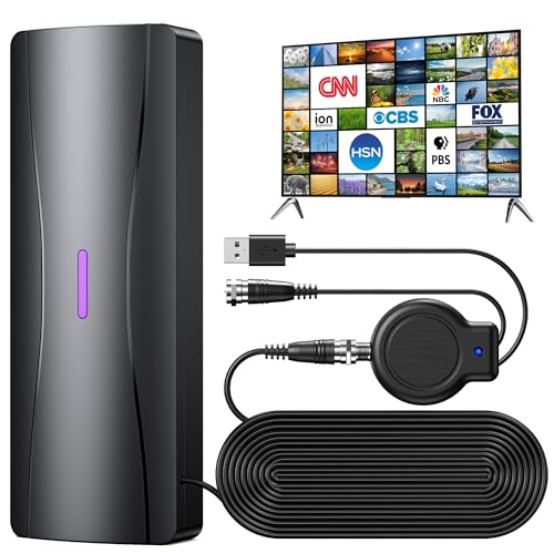 TV Antenna for Smart TV, 100+ Miles Range Digital TV Antenna for Local Channels with Amplifier Signal Booster, Supports 4K 1080p, Indoor Outdoor IPX7 Waterproof, Lightning Protection, 33FT Coax Cable