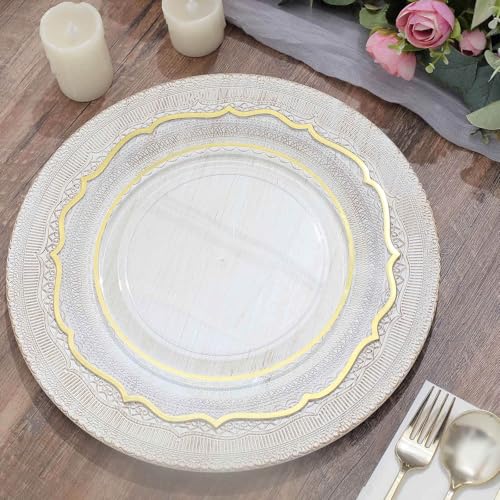 Platos Blancos Rústicos de Plástico 13" Pack x6 miniatura 6