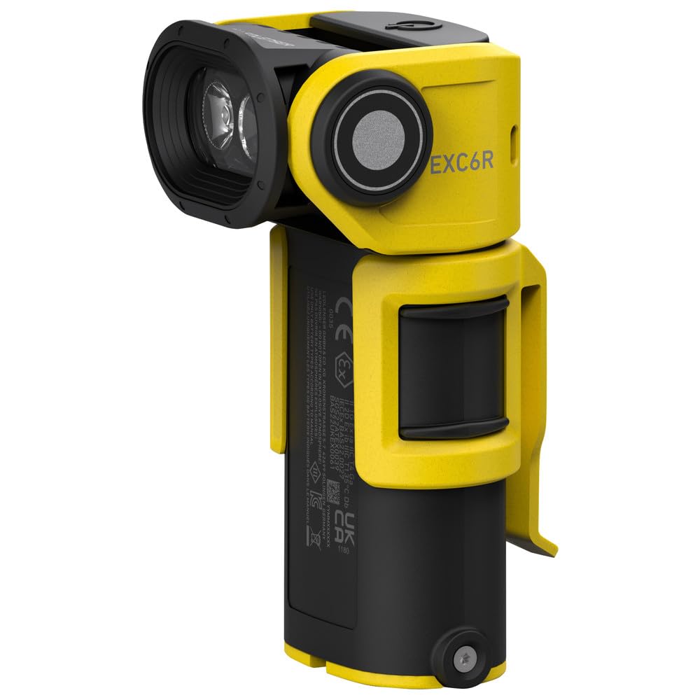 Ledlenser EXC6R ATEX - Lámpara LED de mano con cargador 502406 (linterna de bolsillo de luz), protección IP68/Ex: protección ATEX/Ex Polvo: Ex ib IIIC T135 °C Db/Ex-protección gas: Ex ia IIC T4 Ga