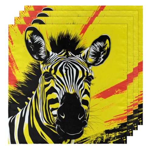 Servilletas de tela multicolor con estampado cebra, pack x4 miniatura 1