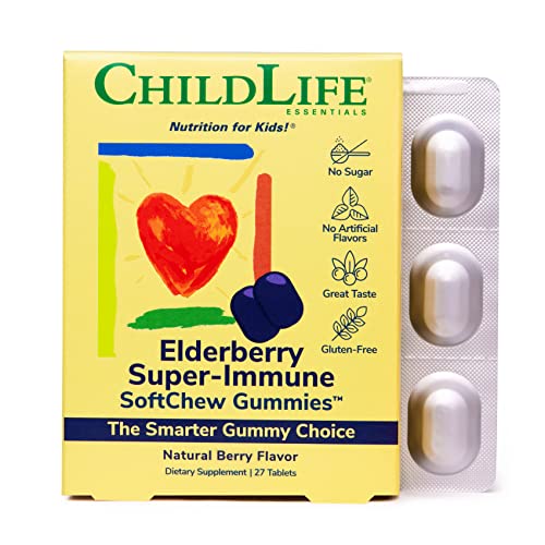 Childlife Essentials Elderberry Super-Immune Softchew Gummies - Elderberry Gummies For Kids Flavor, Supports The Immune System, Sugar-Free, Allergen-Free - Natural Berry Flavor, 27 Count (Pack Of 1) #TOP2