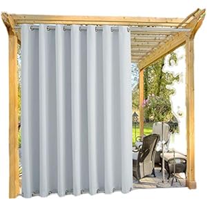 Privacy buitengordijn voor terras, waterdichte thermisch geïsoleerde gordijnen met boven- en onderkant doorvoertules…