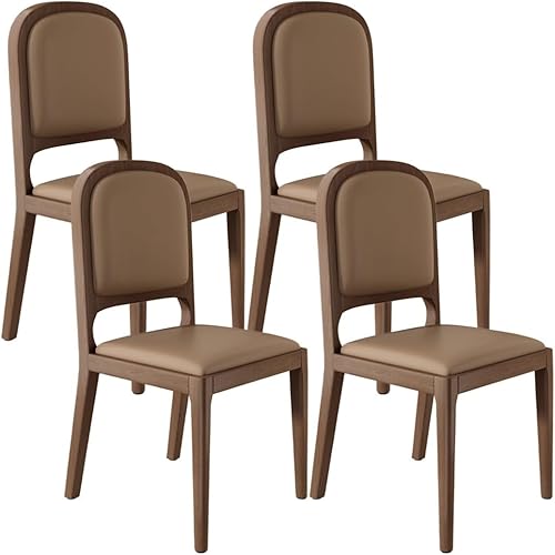 Miniatura 38 de YVYKFZD Sillas de comedor de madera maciza, juego de sillas de cocina sin brazos, silla de comedor tapizada de cuero, silla de sala de estar Caqui