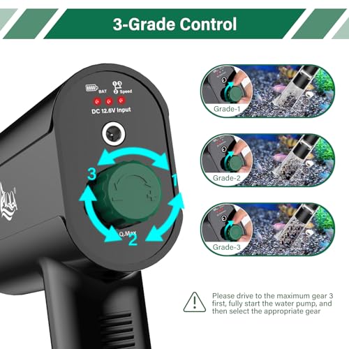 Image of AQQA Aquarium Rechargeable Gravel Cleaner Kit,Energy Saving Powerful Fish Tank Siphon Vacuum Cleaner,Portable Automatic Water Changer,Adjustable Flow Rate Wash Sand 15W 420GPH