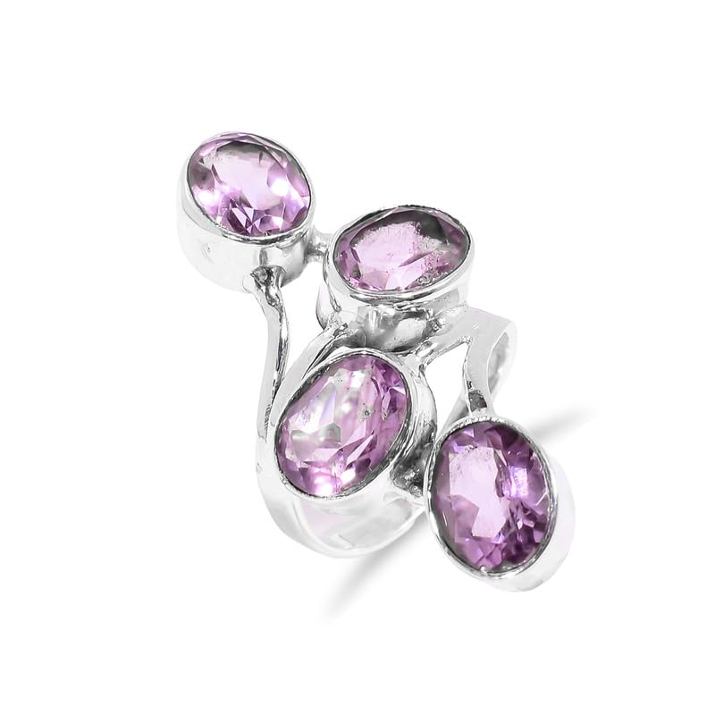 Bague en améthyste en argent sterling durable qui ne verdit pas la peau