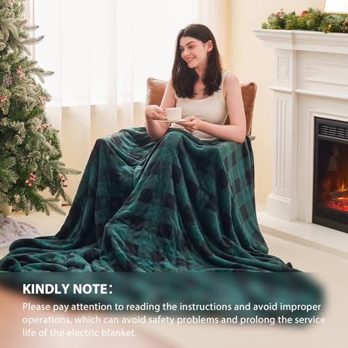 Image of Homemate Electric Blanket Heated King Size - 100 inchx90 inch Ultra Soft Cozy Flannel Heating Blanket with 10 Fast Heat Levels 8 Hours Auto Off Over-Heated Protection ETL Certification Keep Warm in Home