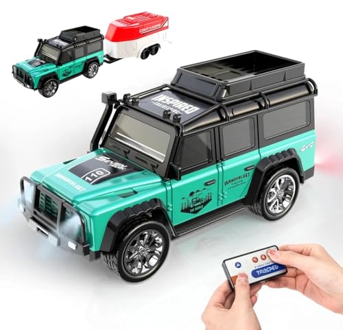 Image of Bestie toys Remote Control Small Car, 1:64 Scale Off-Road RC Car, USB Rechargeable 2.4GHZ Three Speed Indoor Alloy Vehicle for Kids (Green GT laandrover)