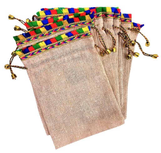 Jute Potli Bag 5X6 Inch home made in natural colour with multi colour less, Shagun Pouch, Chocolate Bags, Dryfruit Bag, Jewelries, Gift Bags, Women handbag (Pack of 50) (B0CDY3DLR8) Amazon Price History, Amazon Price Tracker