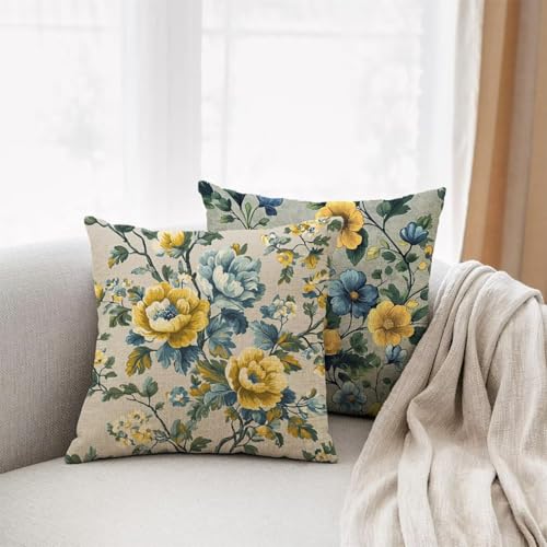 Housses de coussin de décoration intérieure et extérieure lin fleur
