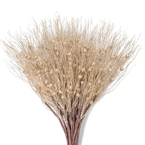 KI Store 20 Stück deko Zweig Champagner Weihnachten äste...