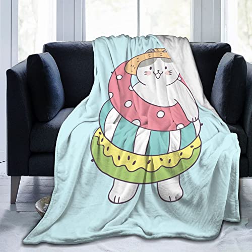 Cute Summer Cat Throw Blanket 40