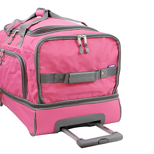 J World New York Piton Drop Bottom Rolling Duffel Bag, Pink, 30