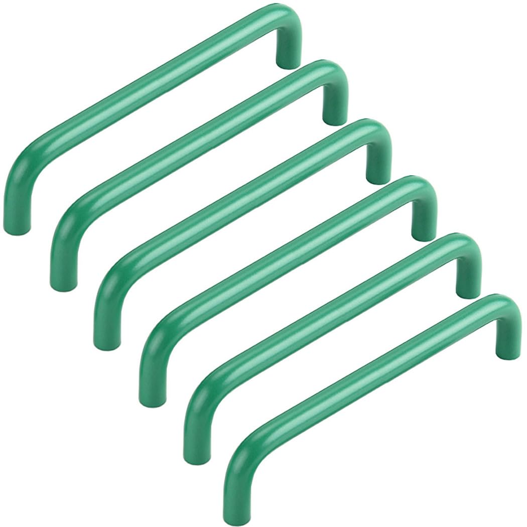 ZESLIV Pack of 6 Furniture Handles, Kitchen Cabinet Handles Made of Aluminium, Hole Spacing 320 mm, Green Bar Handles, Drawer Handle with Screws for Children's Room, Wardrobe