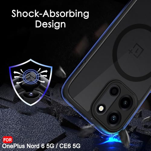 Image of TheGiftKart Hybrid Shockproof Back Cover Case for OnePlus Nord 6 5G / CE 6 5G Compatible with MagSafe | Hard Back Cover Case (PC & TPU, Translucent Smoke Matte Back, Black Sides)