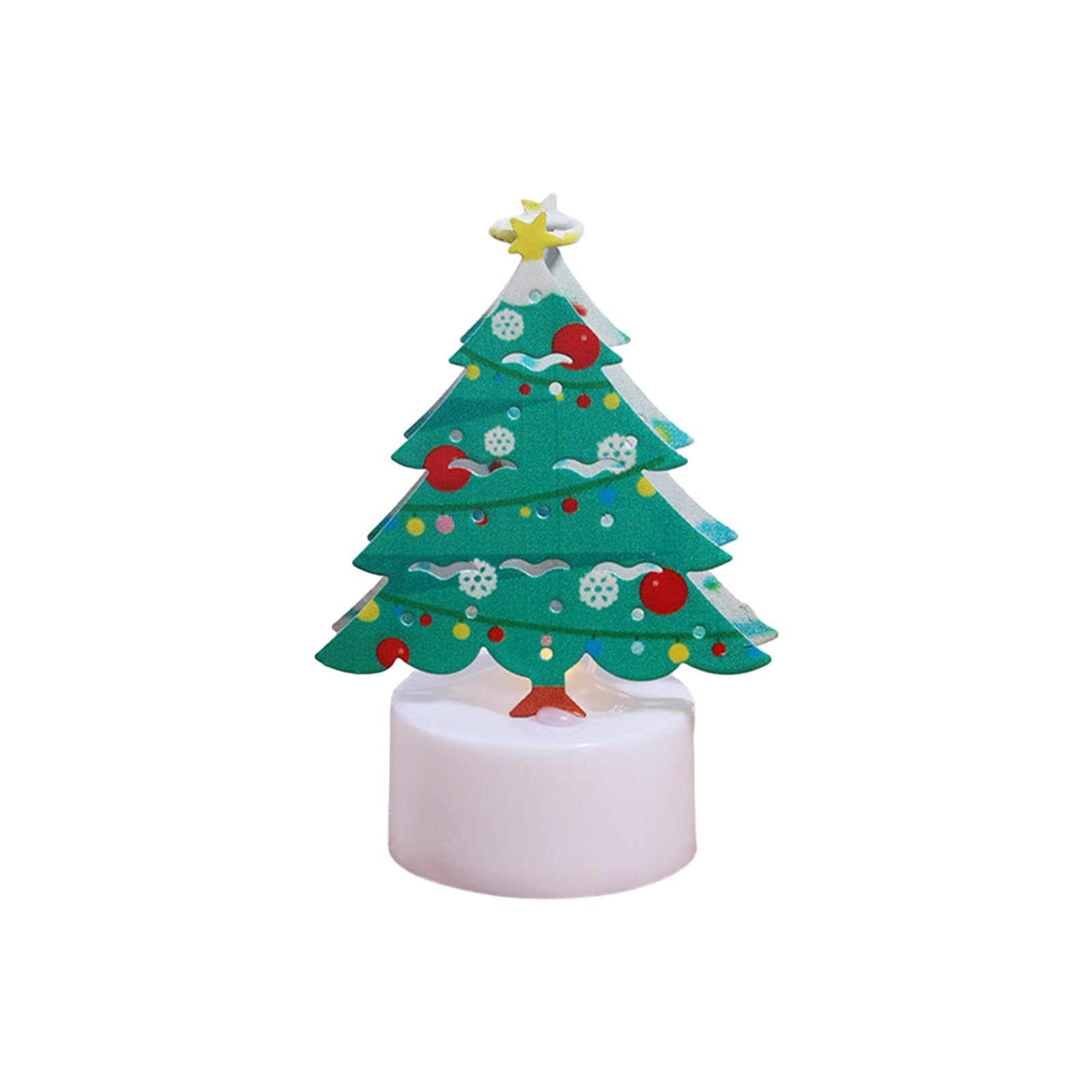 Tsophreniq Flameless LED Light Creative Tea Lights Electronic Lamp Christmas Holiday Decor Cell Battery Operated Night Lamp Christmas Tree Santa Snowman Creative Nightlight Decorations