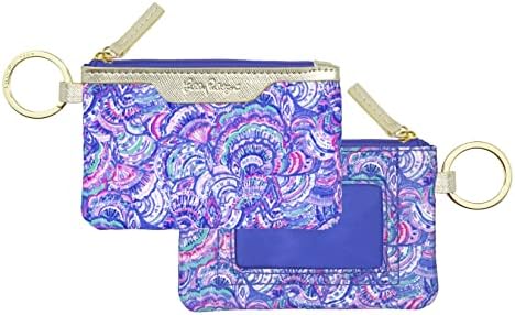 Lilly Pulitzer ID Card Case, Cute Keychain Wallet, Slim Card Holder for Women Teen Girls, Happy As A Clam, S
