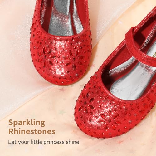 Dream Pairs Toddler Girl'S Dress Shoes Mary Jane Rhinestone Ballerina Flat For Party thumb #2