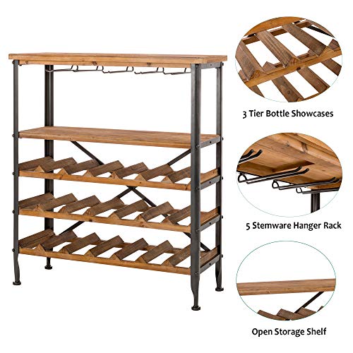 Glitzhome Wood Wine Rack 5Tier Free Standing Wine Racks Wine Storage