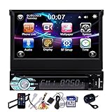 Touch Screen Car Stereo Backup Camera CD Player with Bluetooth Single Din 7 Inch Auto Radio GPS Navigation in Dash 1 Din Digital Media Recevier DVD Player Support USB SD FM AM AUX-in