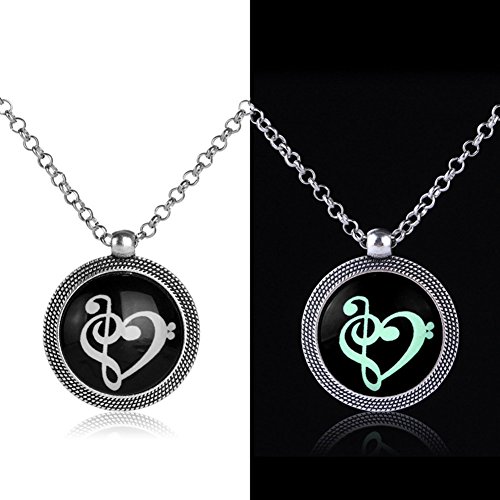 Collier note de musique pendentif rond argenté aux finitions bijoux - 5