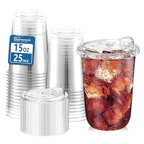 Homestockplus 15 oz Sip Lid Cups 25 Pack