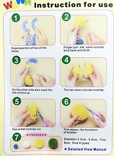 image for Yansanido Pack of 8(4 Sizes) Essential Pom-pom Maker for Fluff Ball We