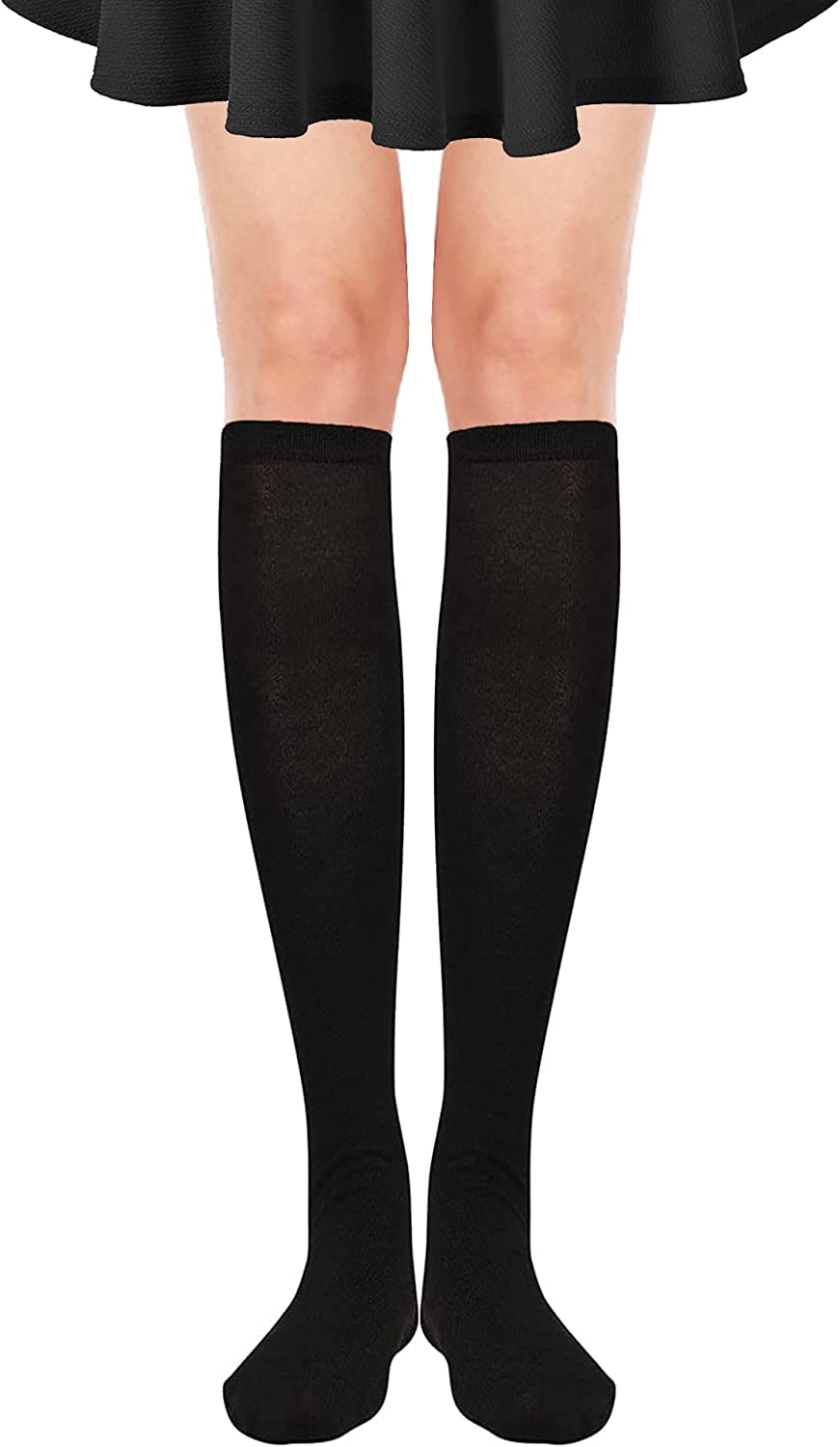 Cotton Stockings Socks For Womens Knee High Length Solid Black Casual Multipurpose Compression Half Legs Support Opaque Non Transparent Skin Calf length for Ladies & Girls Free Size-image-2
