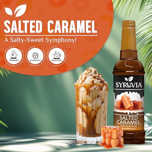Syruvia French Vanilla and Salted Caramel Syrup for Coffee - 25.4 fl oz. Premium Coffee Flavoring Syrup. Kosher, and Gluten-Free. Perfect for enhancing drinks, sodas, shakes, desserts, and more. - image 5