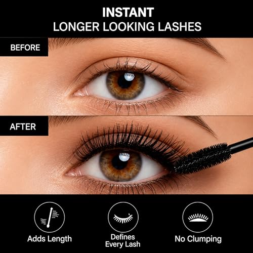 Image of ANJO Tubing Mascara Black - Waterproof Mascara Volume and Length, Smudge Proof Lash Extension Effect, Volumizing, Lengthening & Curling Eye Makeup for Women