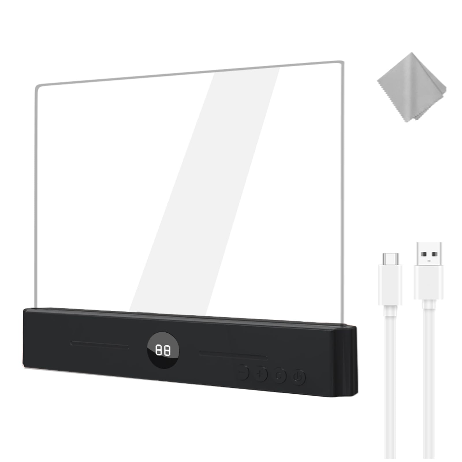 Luz Plana para Libros, Panel Transparente de 3 Colores Regulable, Luz para Libros de Página con Temporizador, Panel de Luz LED para Libros, Luz de Lectura de Panel LED Plana para Libros (Negro)