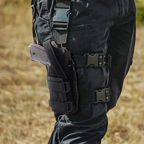 Molle Holster - Pvnoocy Tactical Adjustable Pistol Holster For Most Compact Medium Full Size Pistol Glock 17 19 22 23, Ruger Lcp, Beretta With Under Barrel Attachment #TOP5