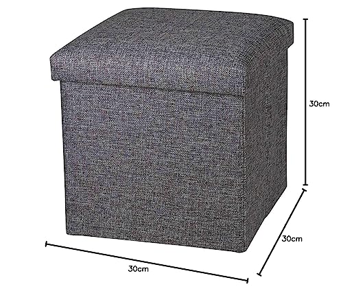 Image of Luxury Furniture Square Foldable Storage Ottoman Coffee Cube Table Multipurpose Foot Rest Short Children Sofa Stool Bench for Bedroom Home Office X-Large Size (Medium, Grey)
