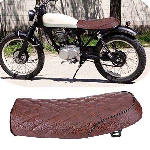 Siège Vintage Cafe Racer, Coussin en Cuir PU pour Moto, Coussin de Selle Plat pour CG125 GN CG CB400SS(Brun)