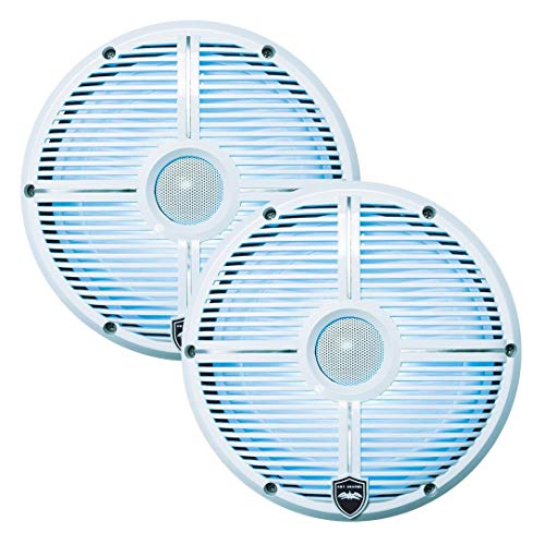 Wet Sounds REVO 6-XWW White Closed XW Grille 6.5 Inch Marine LED Coaxial Speakers (Pair) (Renewed)