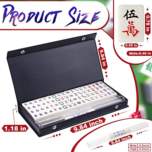 Deekin Travel Mahjong Set Mini Mahjong Portable Chinese Traditional Version Game 144 Acrylic Mahjong Tiles Set For Travel Friend Family Leisure Game Party Playing Supplies #TOP1