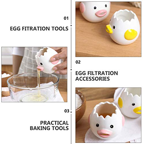 DOITOOL 2 peças separador de gema de ovo de cerâmica branco, filtro de ovo de galinha fofo, separado