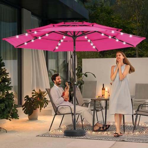 light pink patio umbrella AMMSUN 7ft Fringe Umbrella, Elegant lasting durability against corrosion DestinationGear 6-ft Aluminum Pink Push-button
