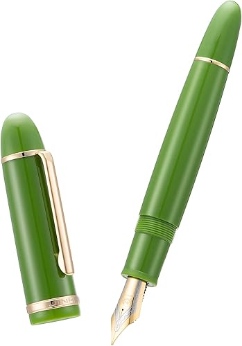 Miniatura 3 de Jinhao X159 - Pluma estilográfica de acrílico verde aguacate, tamaño 8, punta fina, borde dorado, diseño clásico, bolígrafo de escritura suave con