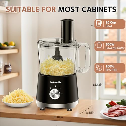 10-Cup-Food-Processor-Ecunafix-600W-Vegetable-Chopper-BPA-Free-with-68oz-Grinder-Stainless-Steel-Blades-for-Cheese-Grating-Chopping-Shredding-Slicing-Mixing-and-Doughing-2P-Speeds