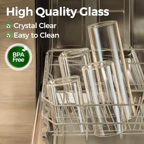 ComSaf 0.8 Qt Glass Food Storage Jars Set of 6, Clear Storage Containers with Airtight Lids, Pantry Organization Jar, Spice Jar, Blooming Tea, Oat, Coffee and Sugar Container, Canister Set for Kitchen