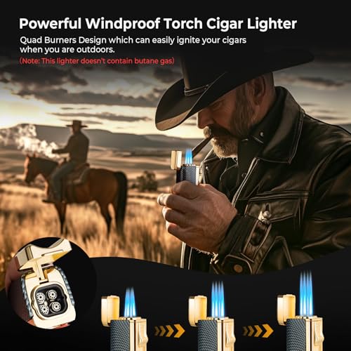 Set de Encendedor y Cortador Kirenp con Llama Quad Jet miniatura 2