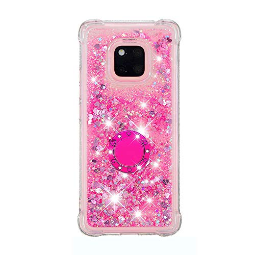 Compatible avec Coque Huawei Mate 20 Pro Paillette Liquide, Fille Femme 3D Glitter Sable Mouvant Housse avec Support Antichoc Silicone Gel Etui de Protection Compatible avec Huawei Mate 20 Pro, Rose Cover