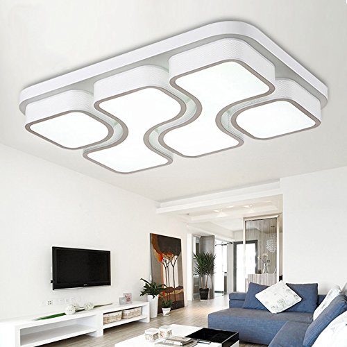 Preisvergleich Produktbild ETiME 45W Design LED Deckenlampe Kaltweiss Deckenleuchte 64x43CM Wohnzimmer Lampe Schlafzimmer Küche Leuchte 6000K Weiß Rechteck (64x43CM 45W Kaltweiß)