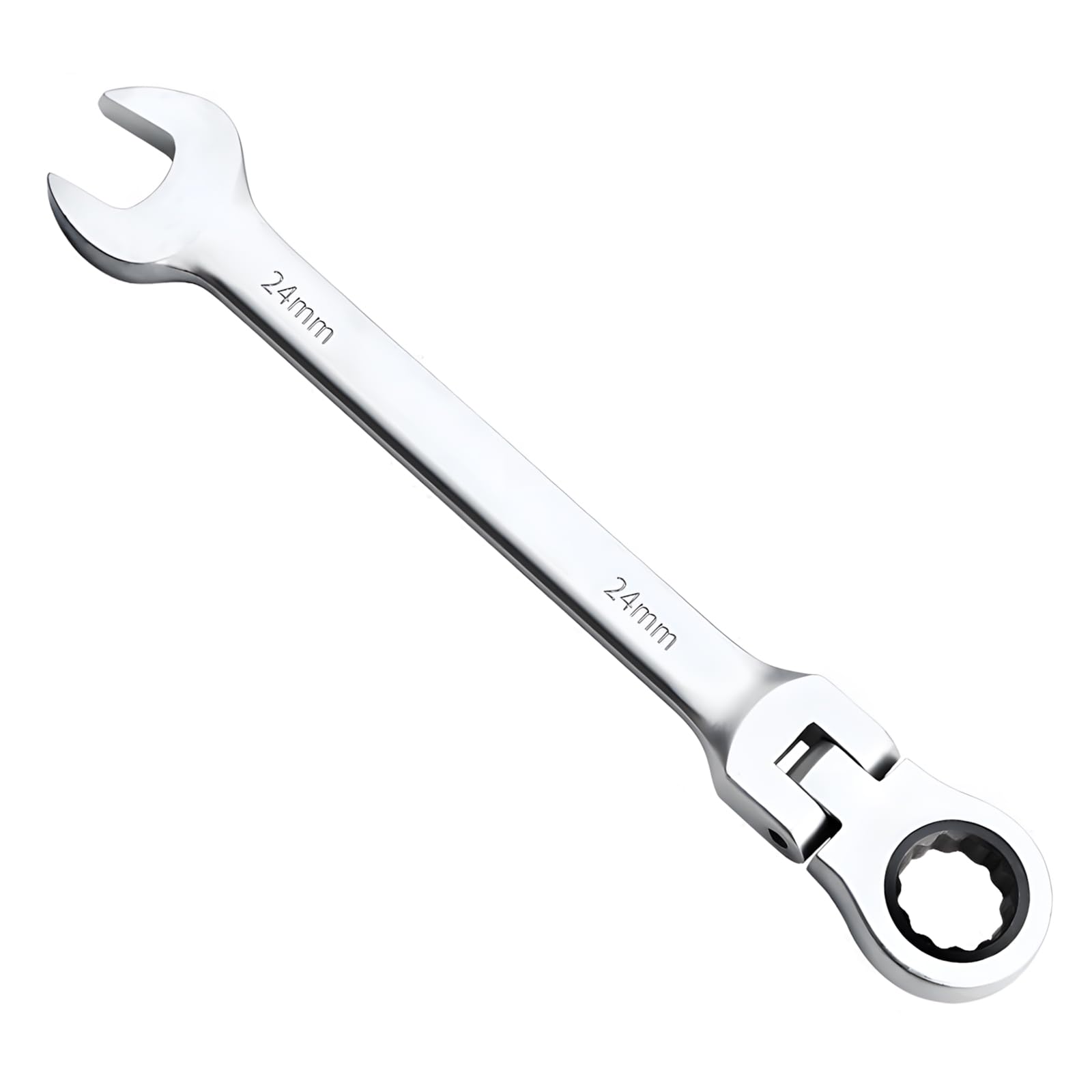 Foyscr Silver Combination Ratchet Spanner, Crv Forged 24Mm Wrench
