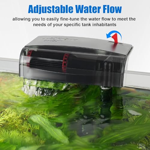 Image of AQQA Aquarium Filter 10-30 Gallon Fish Tank Filters with Bio-Wheel Power, Hang on Back Aquarium Filter, Adjustable Flow Hob Filter, Quiet Efficient and Silent Operation (8W 110 GPH)